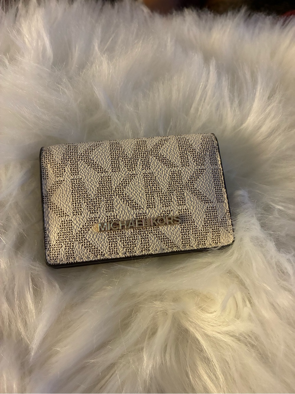Michael Kors Beige Logo Compact Card Wallet